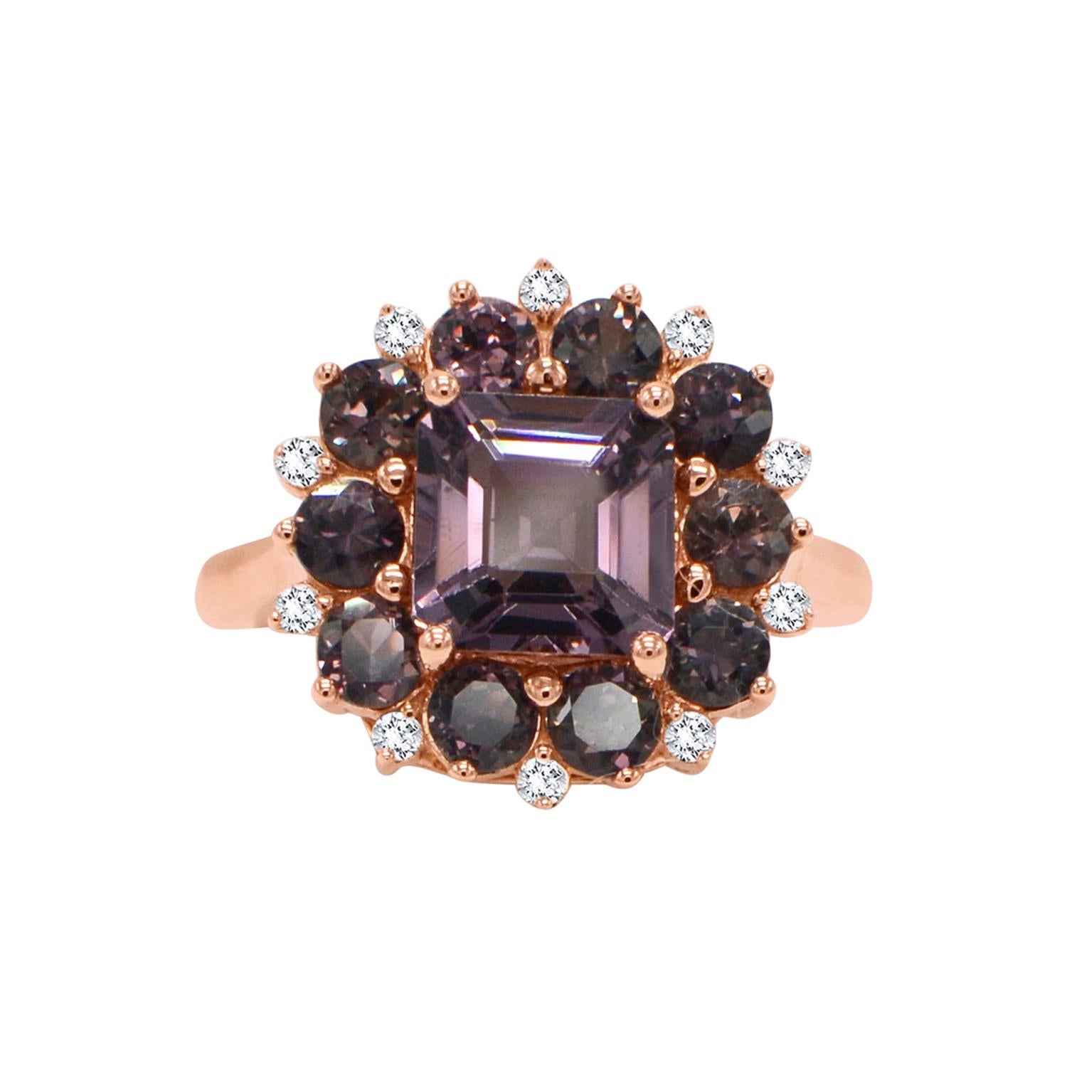 Montana color change Sapphire and Spinel Ring & Diamonds 18 Karat Rose Gold