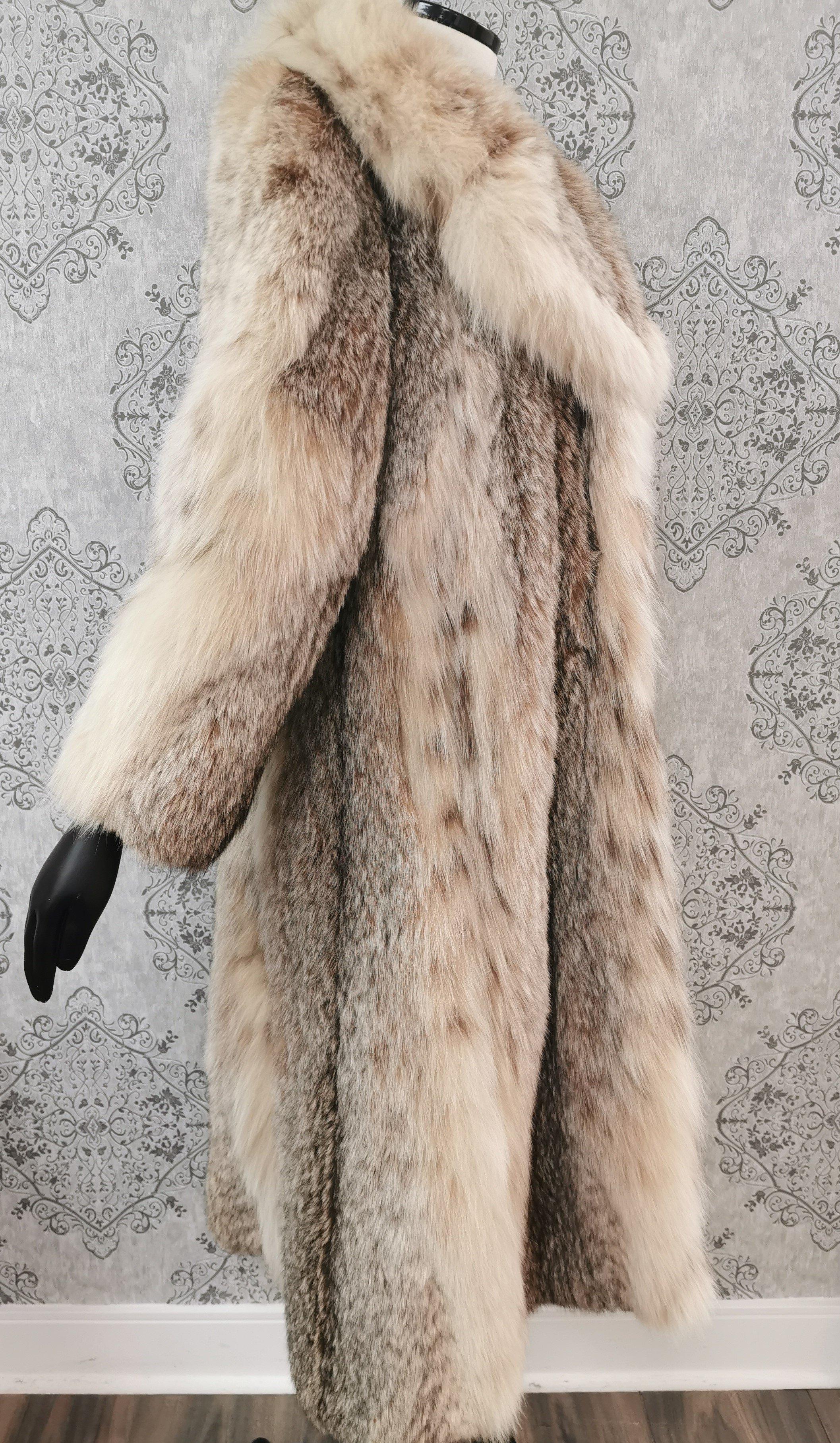 Brown Montana Lynx Fur Coat (Size 6 - Small)