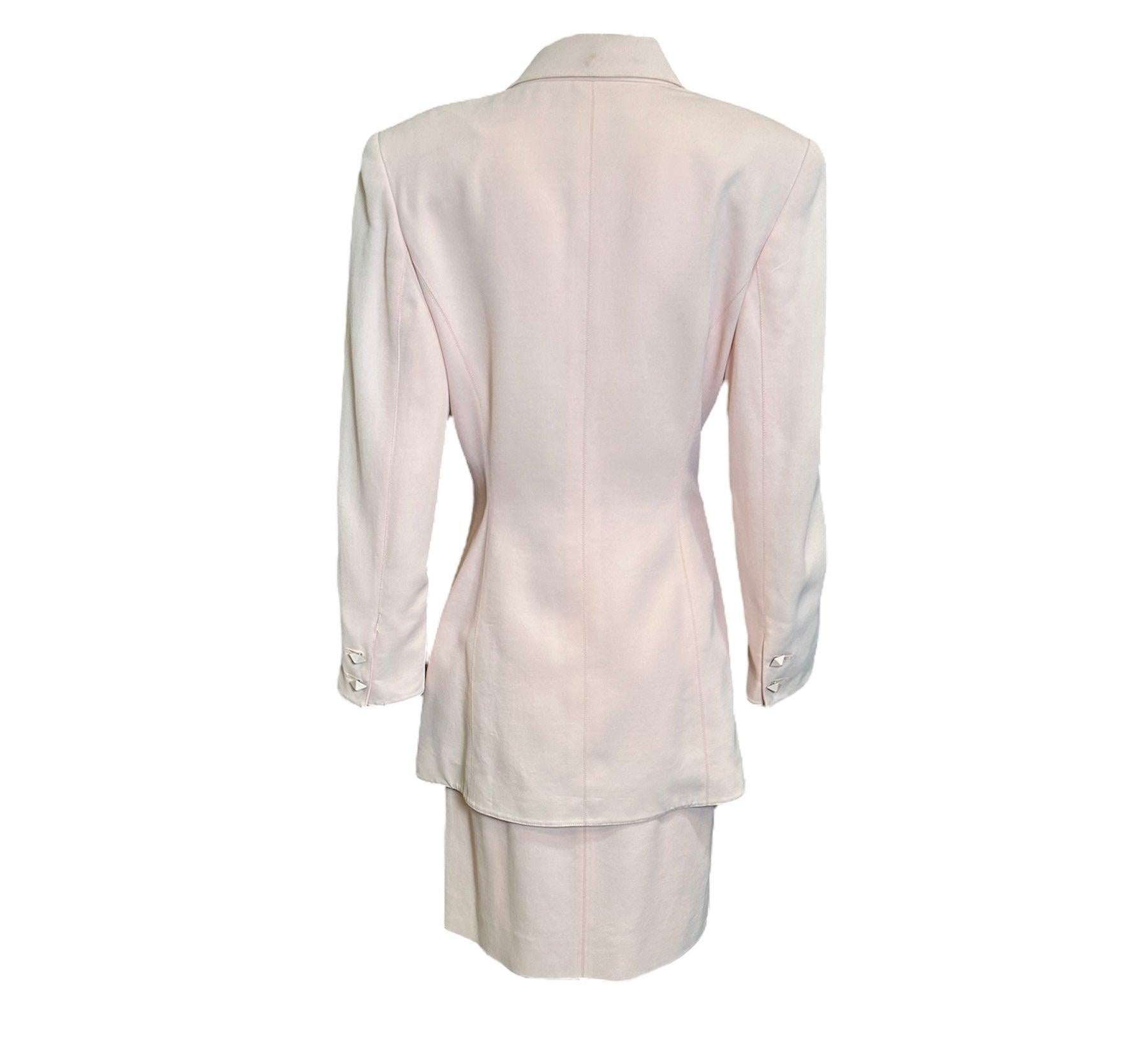 Beige Montana Powder Pink Suit Ensemble with Hardware Drape, 1980s For Sale