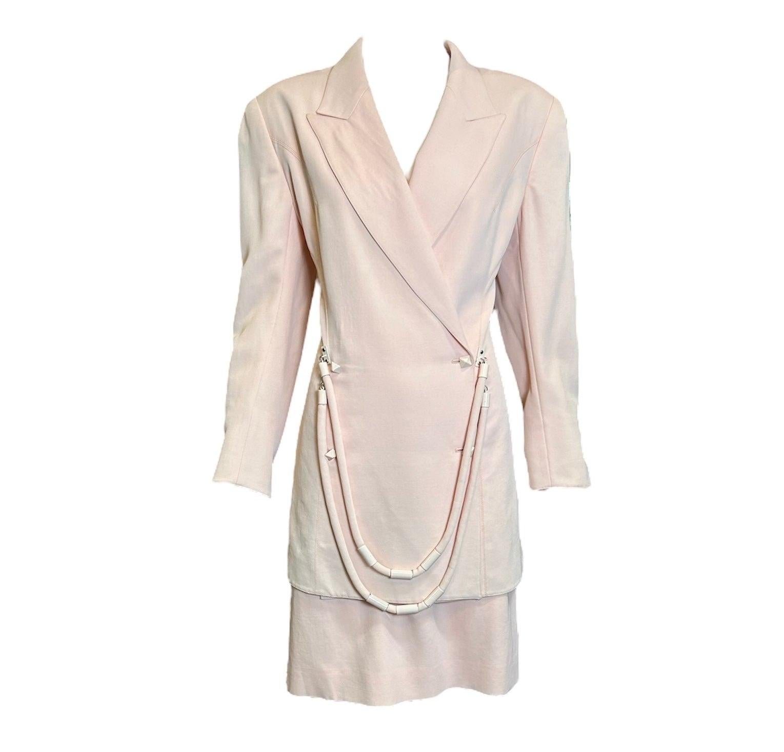 Montana Powder Pink Suit Ensemble with Hardware Drape, 1980s For Sale
