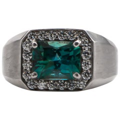Montana Sapphire 2.8 Carat Ring with Diamonds 0.4 Carat 18 Karat White Gold