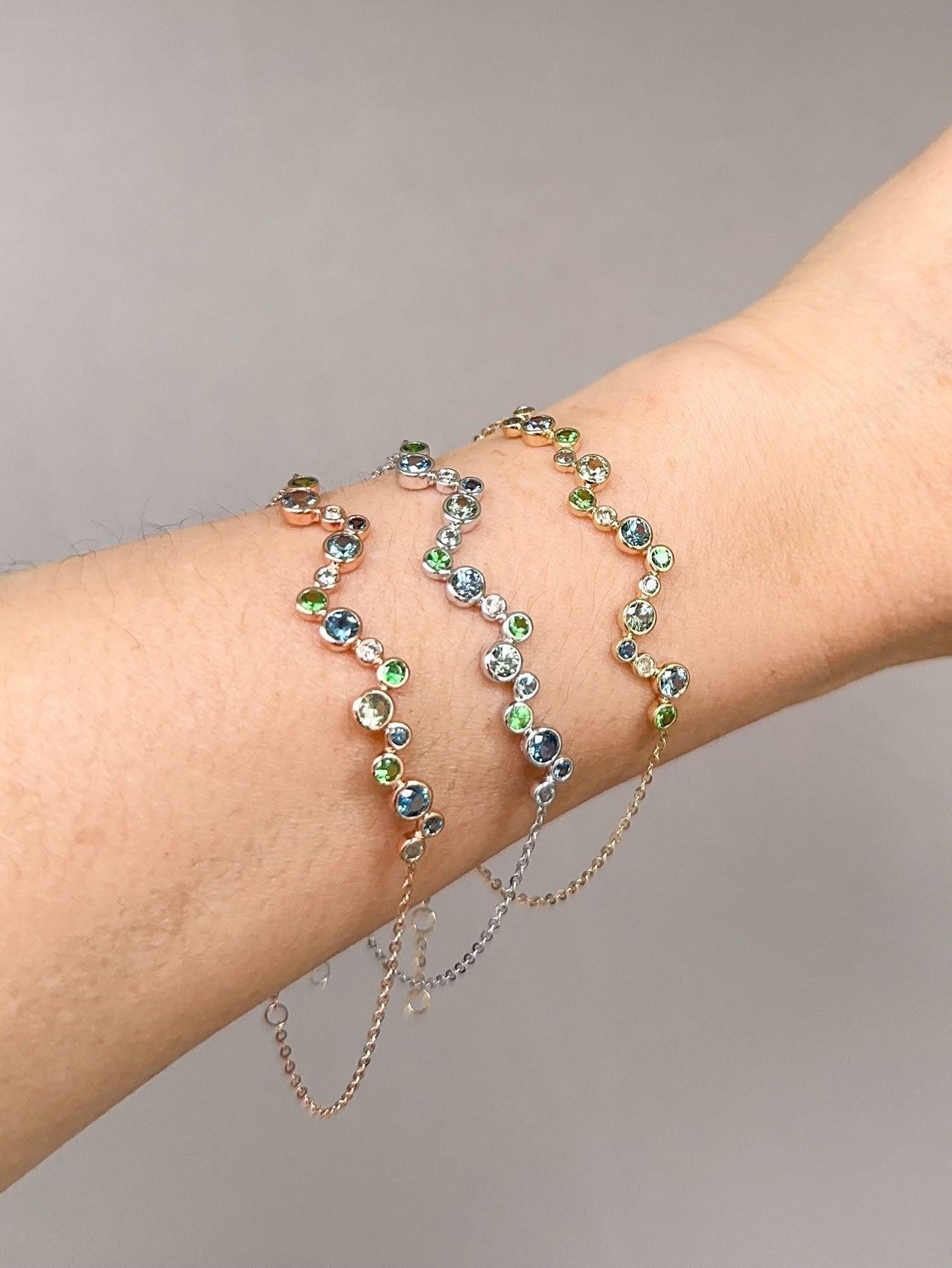 Montana Sapphire and Diamond Bubbles Bracelet 14K Gold R2105 For Sale 4