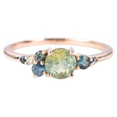 Montana Sapphire and Diamond Cluster Ring 14K Rose Gold AD2064-7