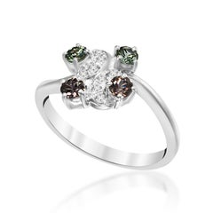 Natural Color Change Montana Sapphire and Diamond Ring 18 Karat White Gold