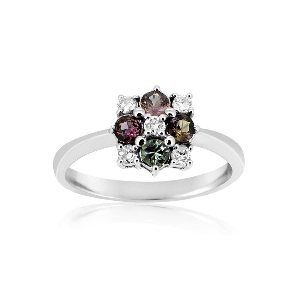 Natürlicher Montana Saphir & Diamant Ring - nicht erhitzt, nicht behandelt!
18K Weißgold Gewicht 3,40 Gramm
Mischen Sie die Farbtöne des 