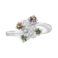 Natural Color Change Montana Sapphire and Diamond Ring 18 Karat White Gold