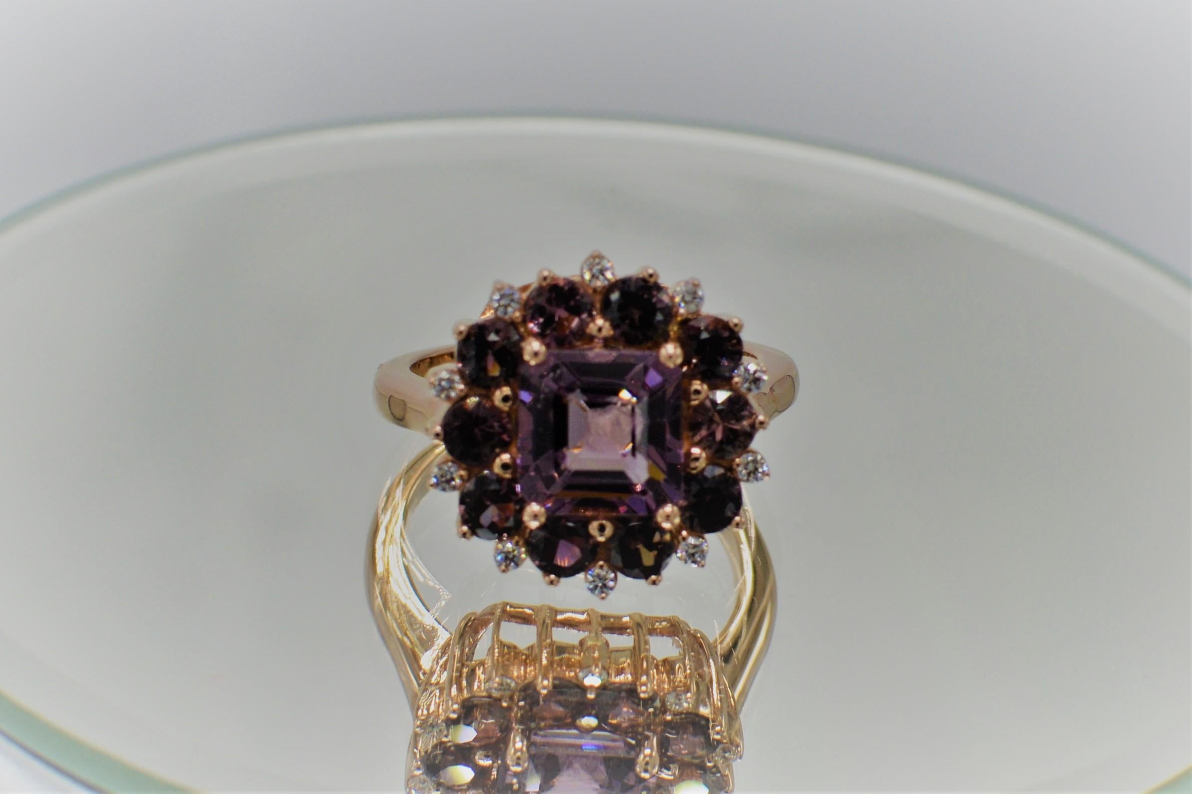 Montana color change Sapphire and Spinel Ring & Diamonds 18 Karat White Gold 1