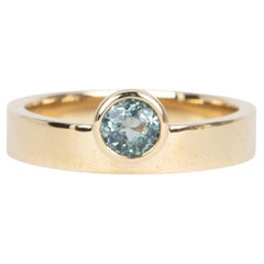 Montana Sapphire Bezel Set on Wide Band 14k Gold Engagement Ring R6479