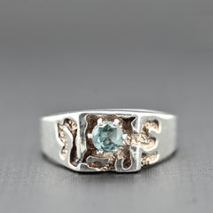 Montana Sapphire Brutalist Sterling Silver Ring Size 10.5