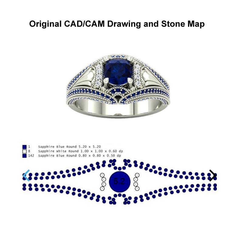 Montana Sapphire with Blue and White Sapphire Accents - 18kt White Gold For Sale 7