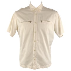 Chemise MONTANA à manches courtes boutonnée en coton massif blanc cassé, taille L