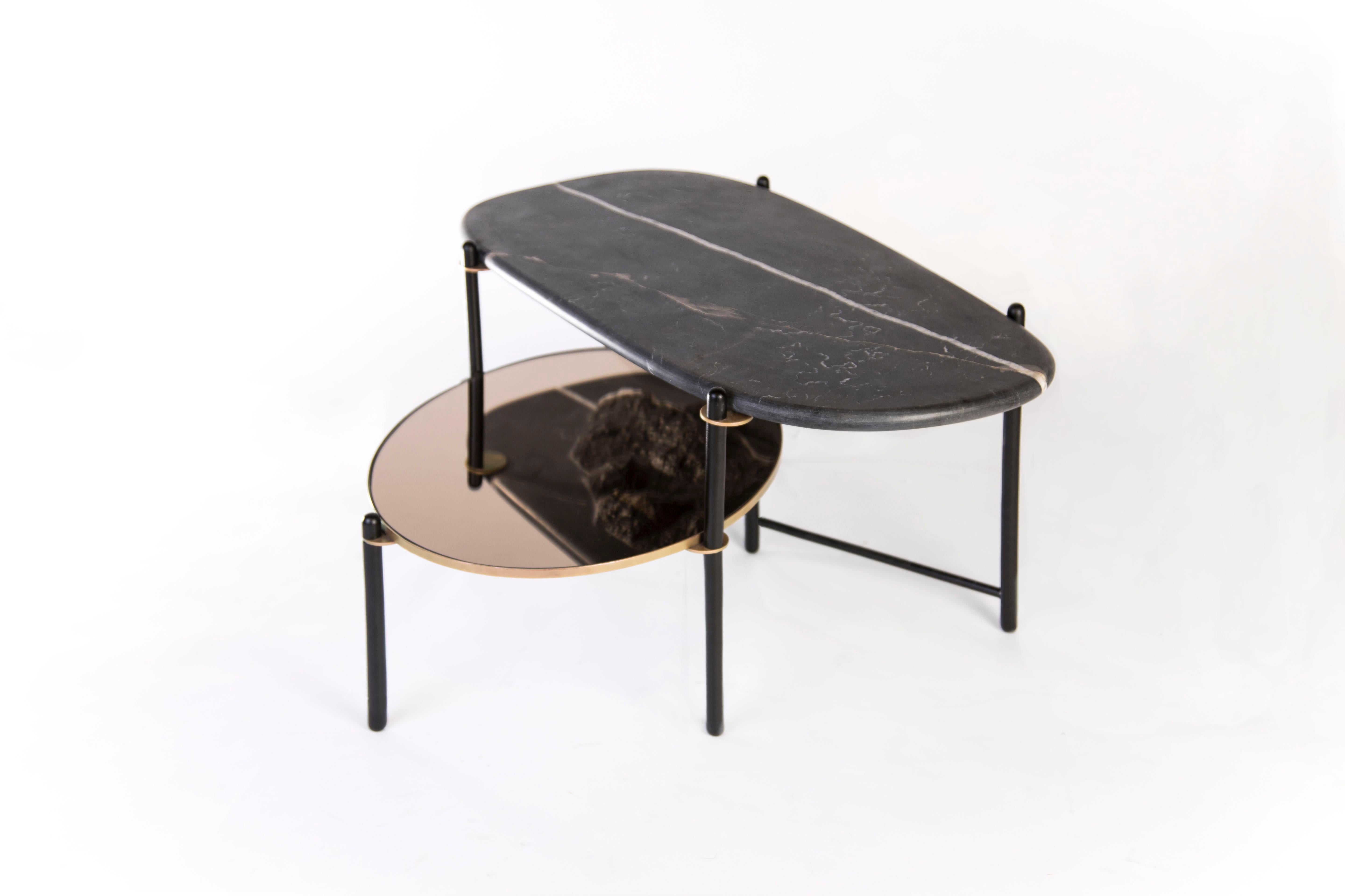 Montaña Small Coffee Table by Comité De Proyectos
Dimensions: D 80 x W 68.3 x H 40 cm.
Materials: Monterrey marble, Cold rolled bars in black powder coated paint with details in Cooper powder coated paint.
Also available in large Size (D 120 x W