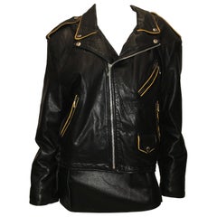 Montana Vintage 1980'S Black Leather Motorcycle Jacket