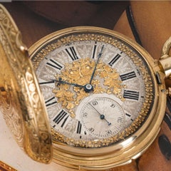 Montandon Freres 18ct Gold Highly Engraved Keyless Lever Minute Repeater c1880