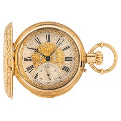 Montandon Freres 18ct Gold Highly Engraved Keyless Lever Minute Repeater c1880