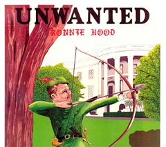 Original UNWANTED Ronnie Wood on 1982 linen backed political poster