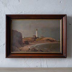 Montauk Point Lighthouse Oil Painting, signed Mary L. McCormick, 1893