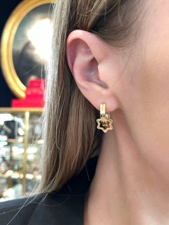 Montblanc 18 Karat Yellow Gold Star Hoop Earrings