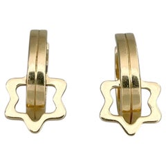 Montblanc 18 Karat Yellow Gold Star Hoop Earrings