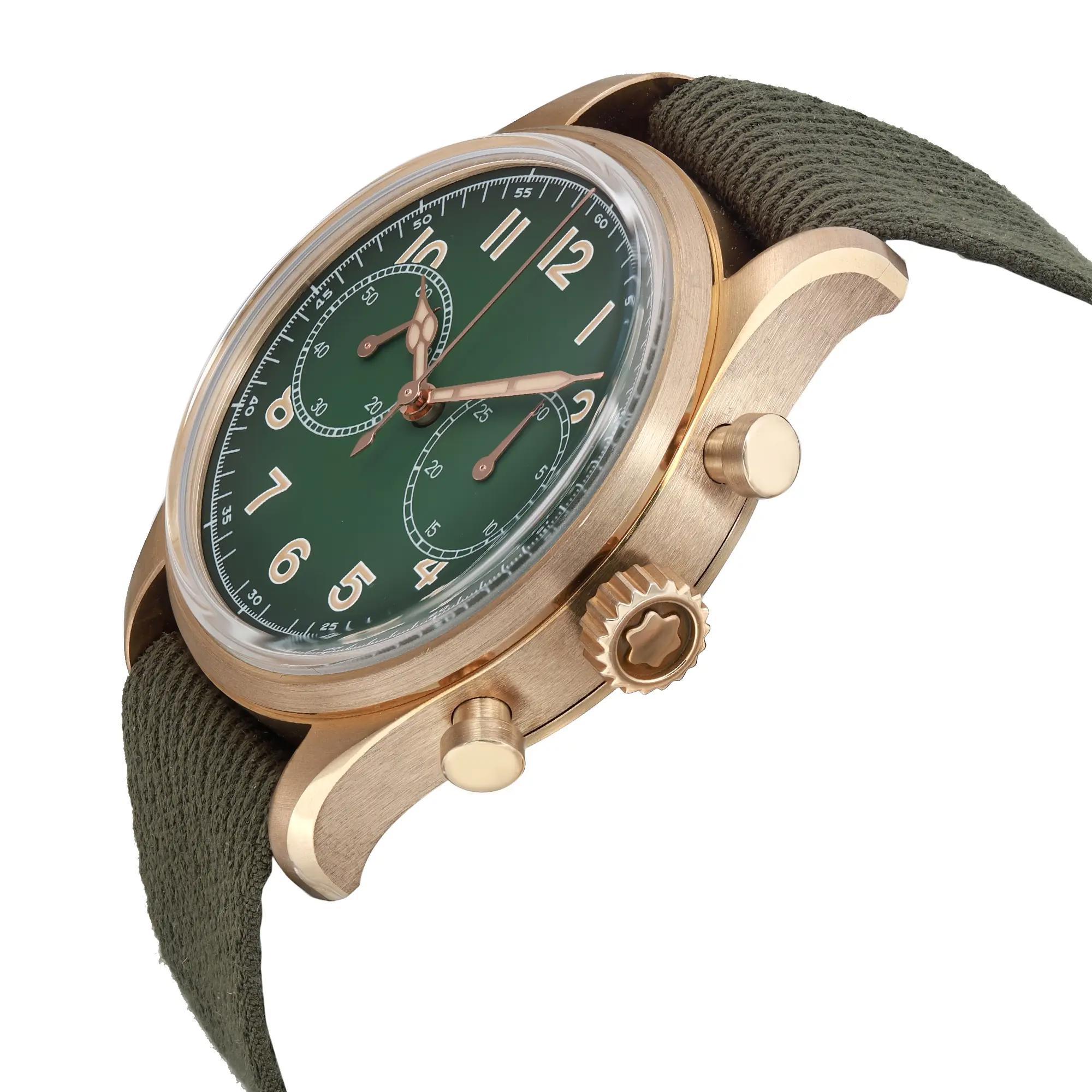 Montre Montblanc 1858 42 mm avec chronographe et cadran en bronze vert LTD Edition pour hommes MB119908 Excellent état - En vente à New York, NY