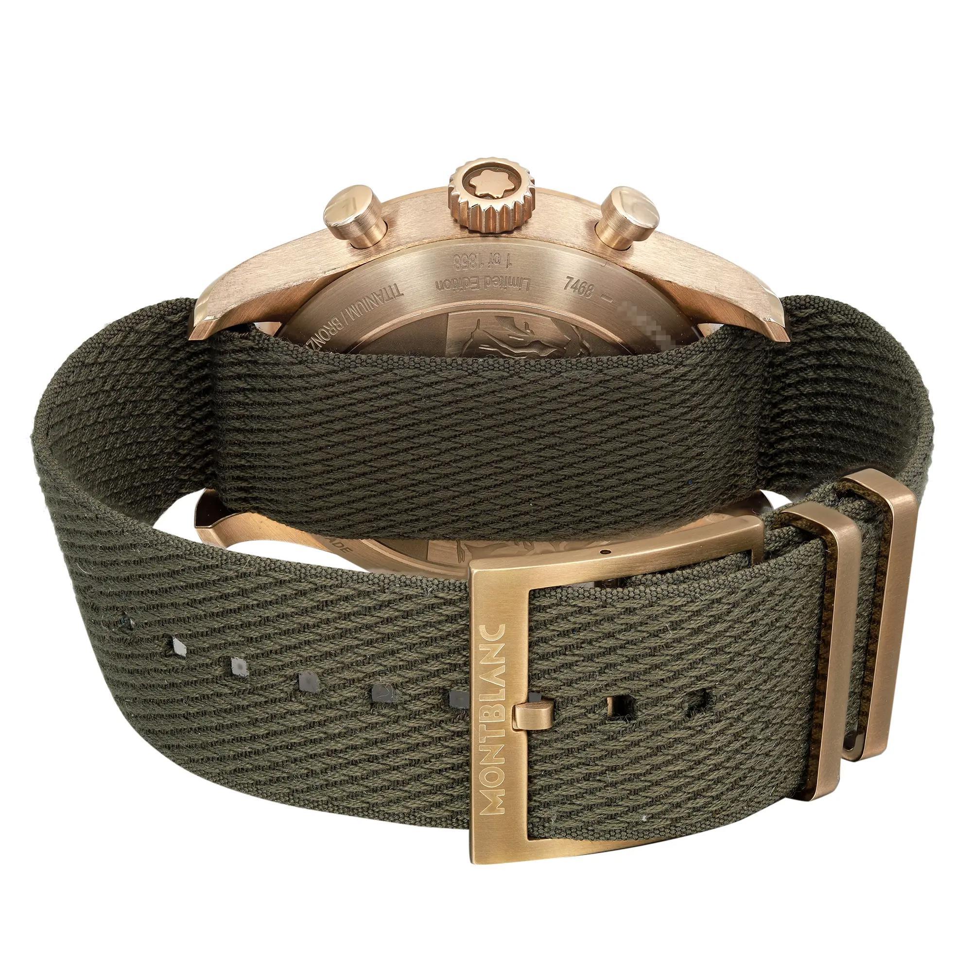 Montre Montblanc 1858 42 mm avec chronographe et cadran en bronze vert LTD Edition pour hommes MB119908 en vente 1