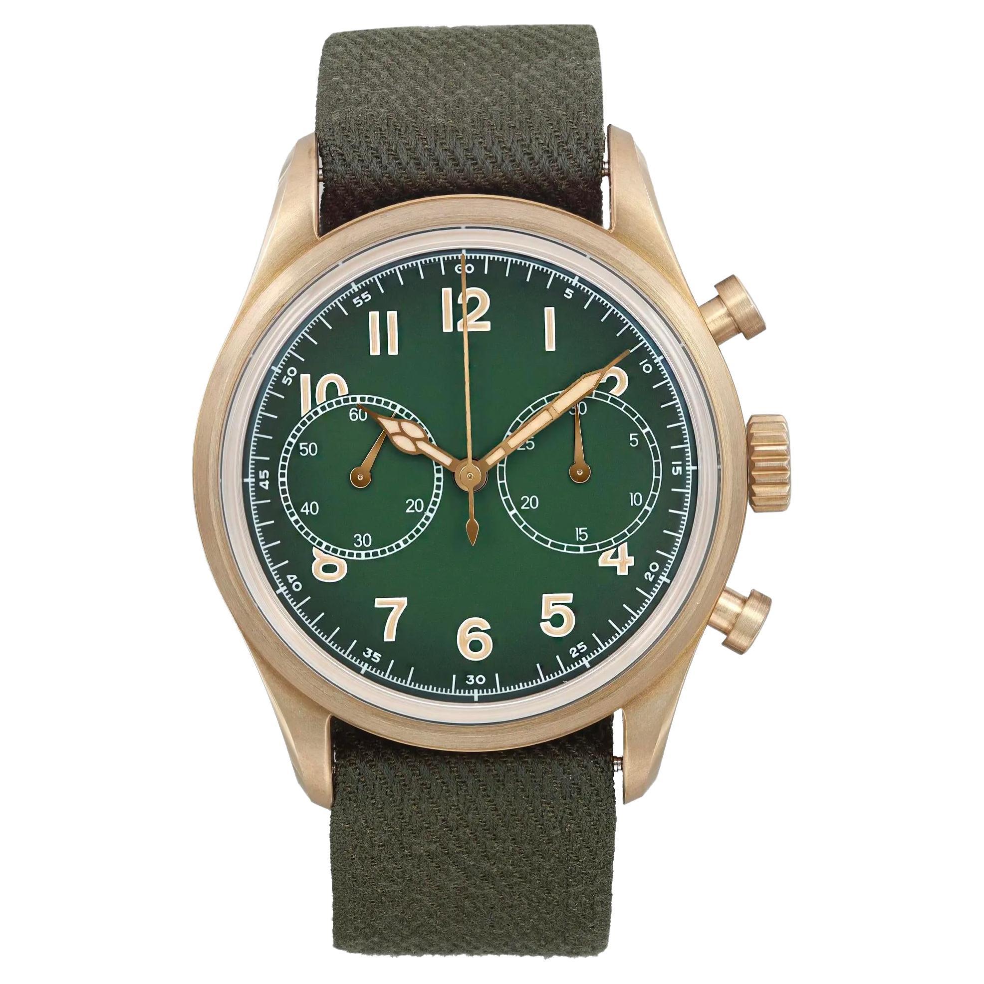 Montre Montblanc 1858 42 mm avec chronographe et cadran en bronze vert LTD Edition pour hommes MB119908 en vente