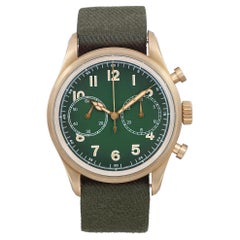 Used Montblanc 1858 42mm Chronograph Bronze Green Dial Ltd Edition Men Watch Mb119908