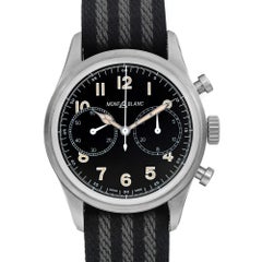 Montblanc 1858 Chronograph Steel Black Dial Automatic Men Watch MB117835