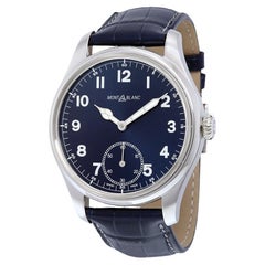 Used Montblanc 1858 Blue Dial Blue Leather Men's Watch 2303