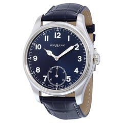 Montblanc 1858 Blue Dial Blue Leather Men's Watch 2303