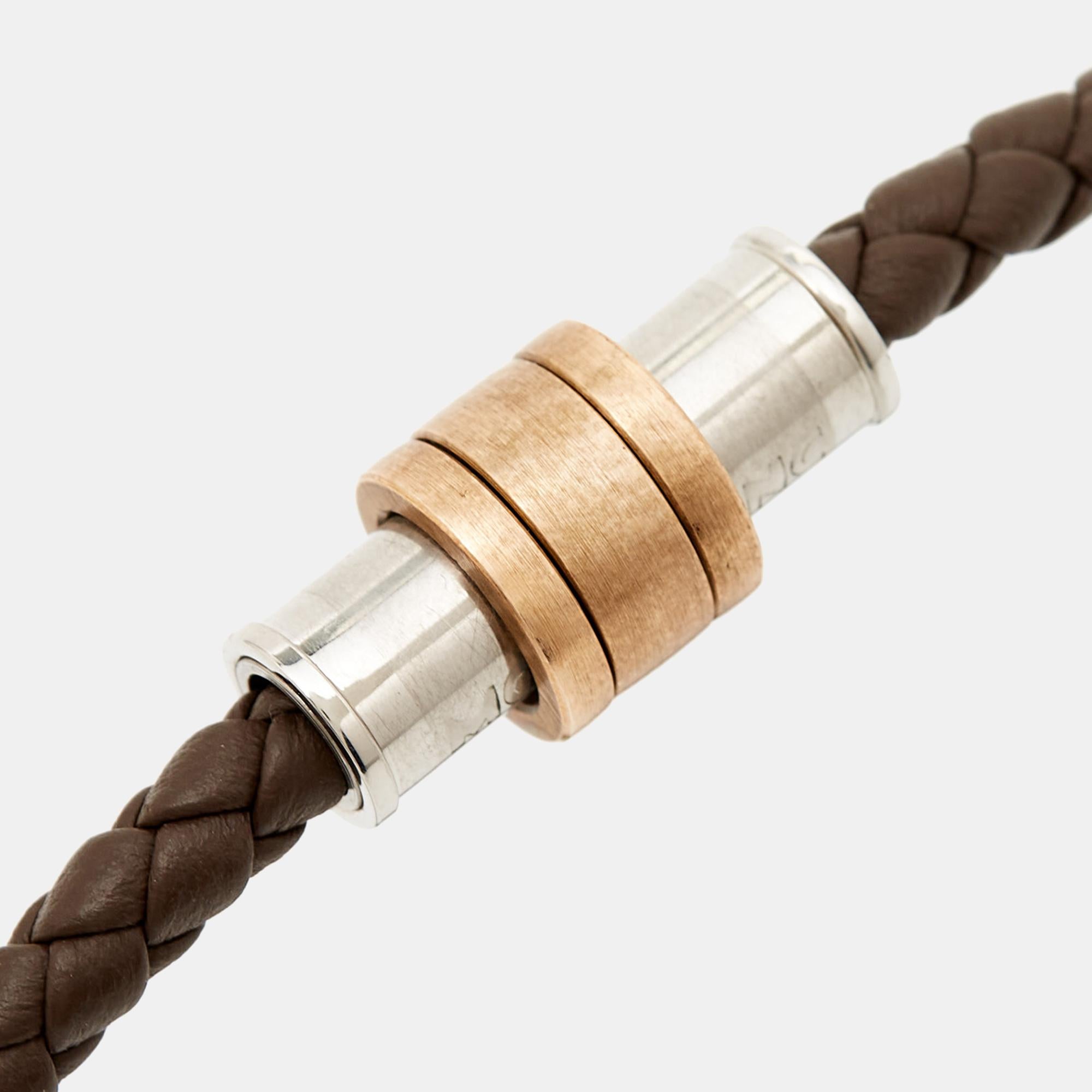 Montblanc 1858 Geosphere Brown Leather Bracelet In Fair Condition In Dubai, Al Qouz 2