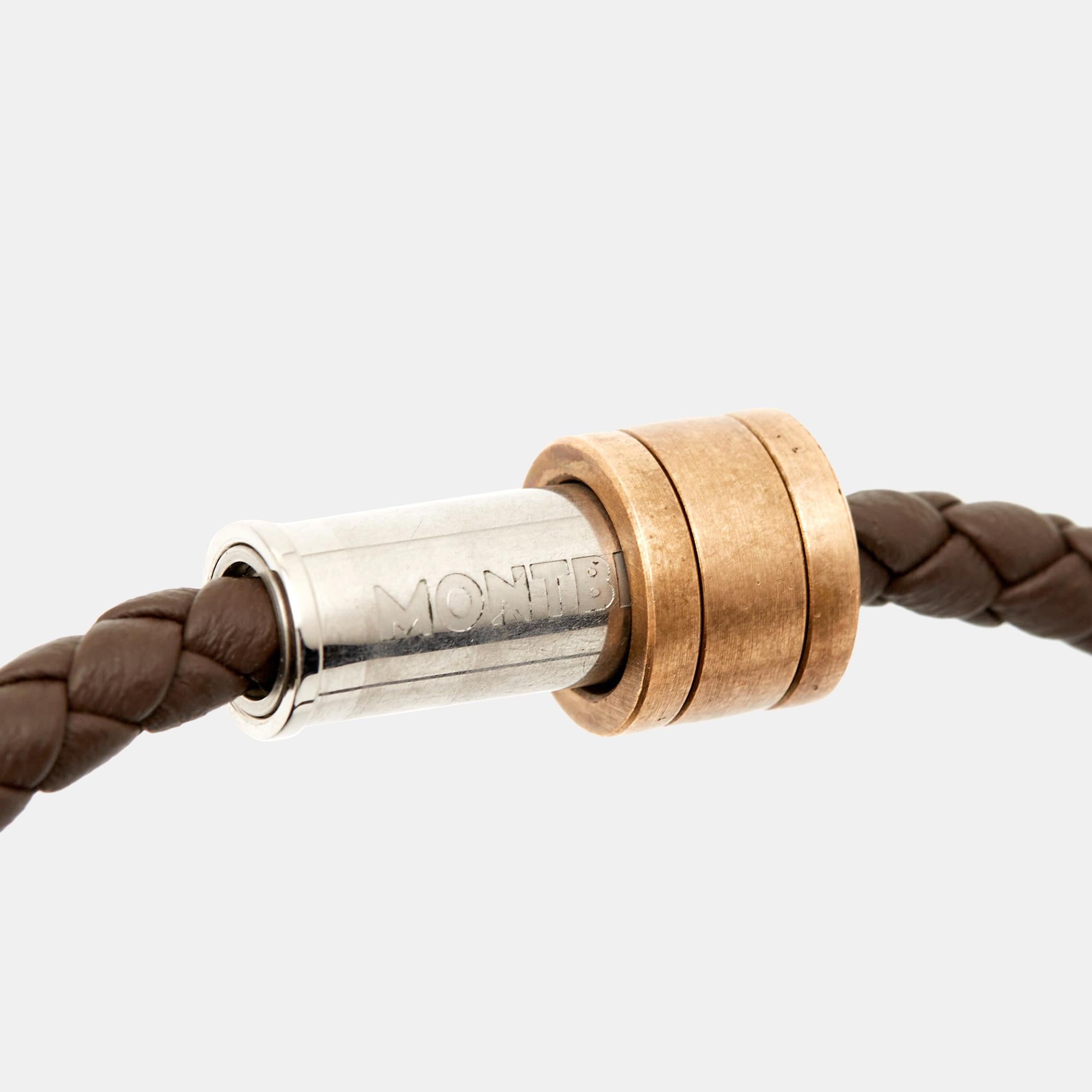 Men's Montblanc 1858 Geosphere Brown Leather Bracelet