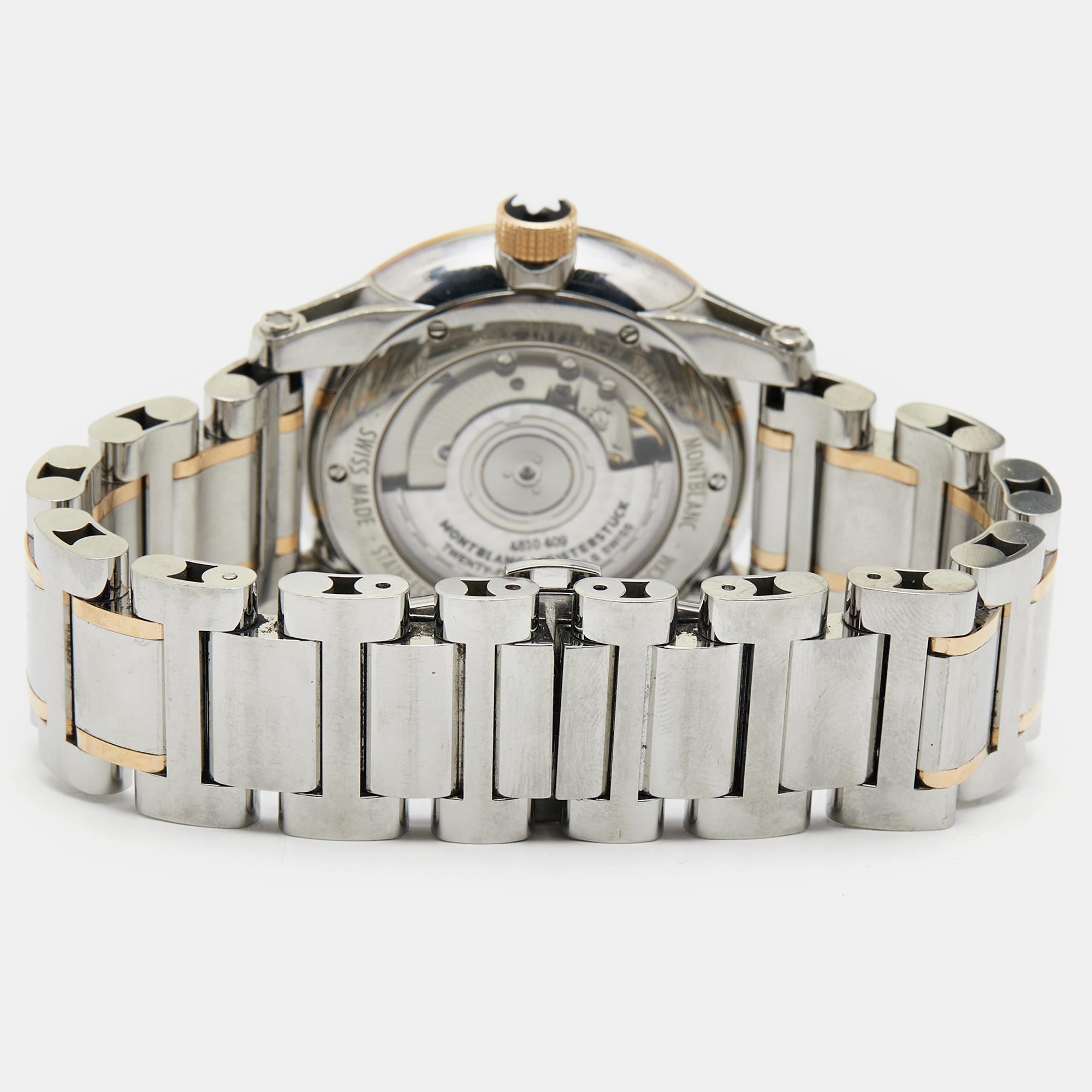 Contemporary Montblanc 18k Rose Gold Stainless Steel Timewalker 106501 Men's Wristwatch 39 mm