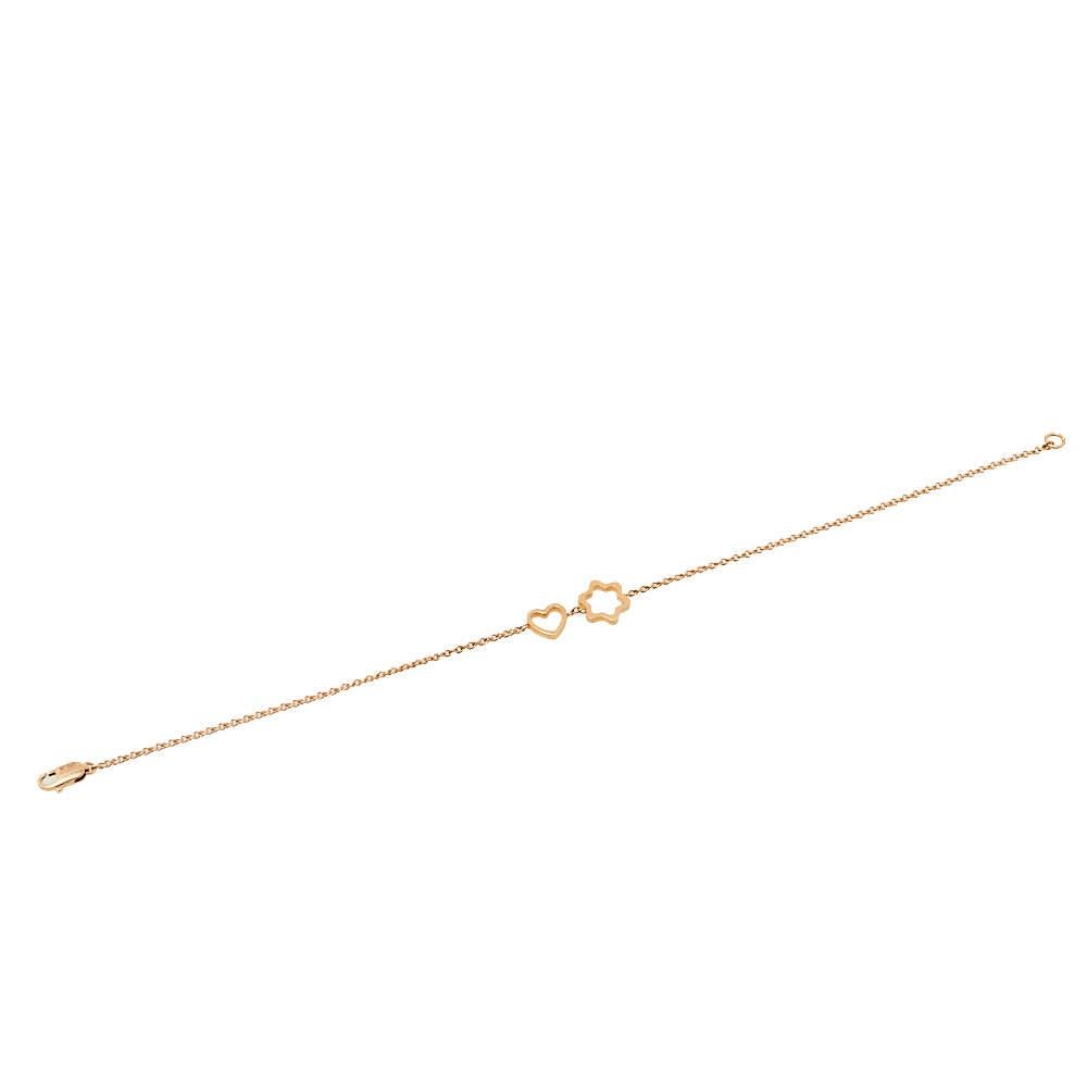This lovely Montblanc bracelet is one accessory you will definitely love owning. Crafted from 18k rose gold metal, this piece flaunts a heart and the brand's star logo attached side by side to gracefully highlight your wrist.

Includes: Authenticity