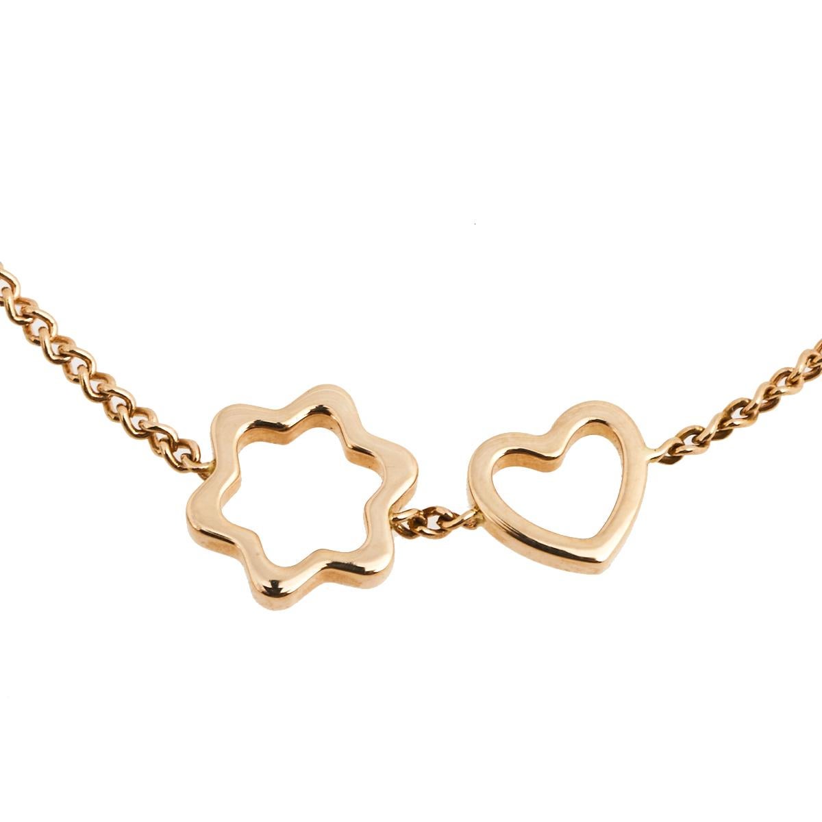  Montblanc Bracelet breloque cœur étoilé en or rose 18 carats Pour femmes 