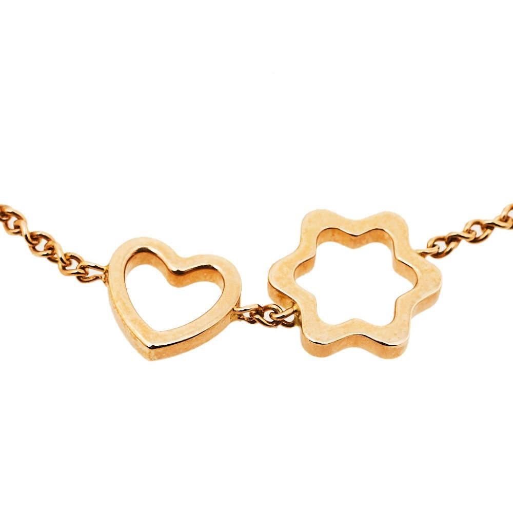 Women's Montblanc 18K Rose Gold Star Heart Charm Bracelet