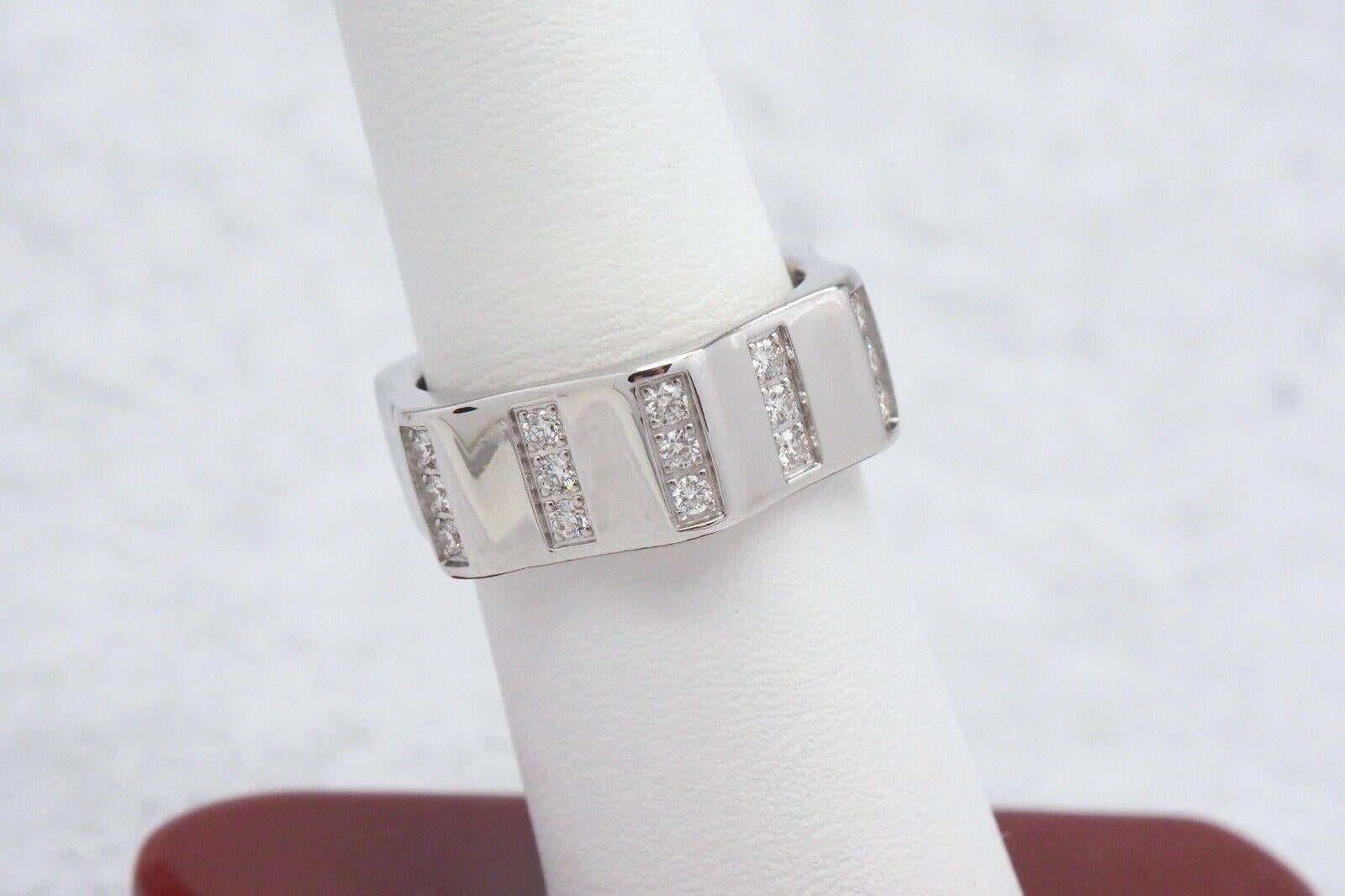 Round Cut Montblanc 18k White Gold Diamond Band Ring, Size 7.5 - 14.4g For Sale