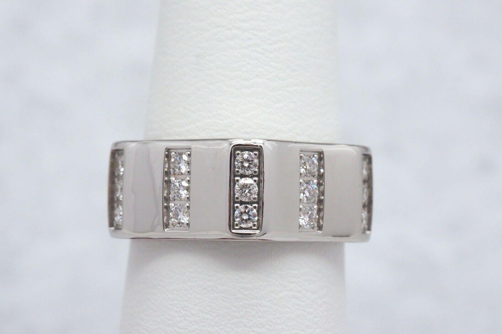 Montblanc 18k White Gold Diamond Band Ring, Size 7.5 - 14.4g In Excellent Condition For Sale In Providence, RI