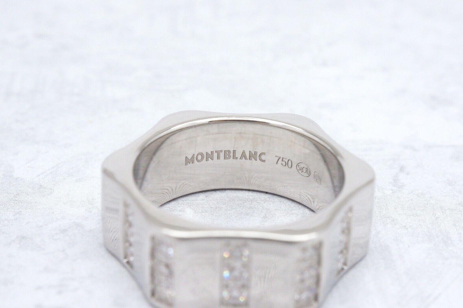 Montblanc 18k White Gold Diamond Band Ring, Size 7.5 - 14.4g For Sale 2