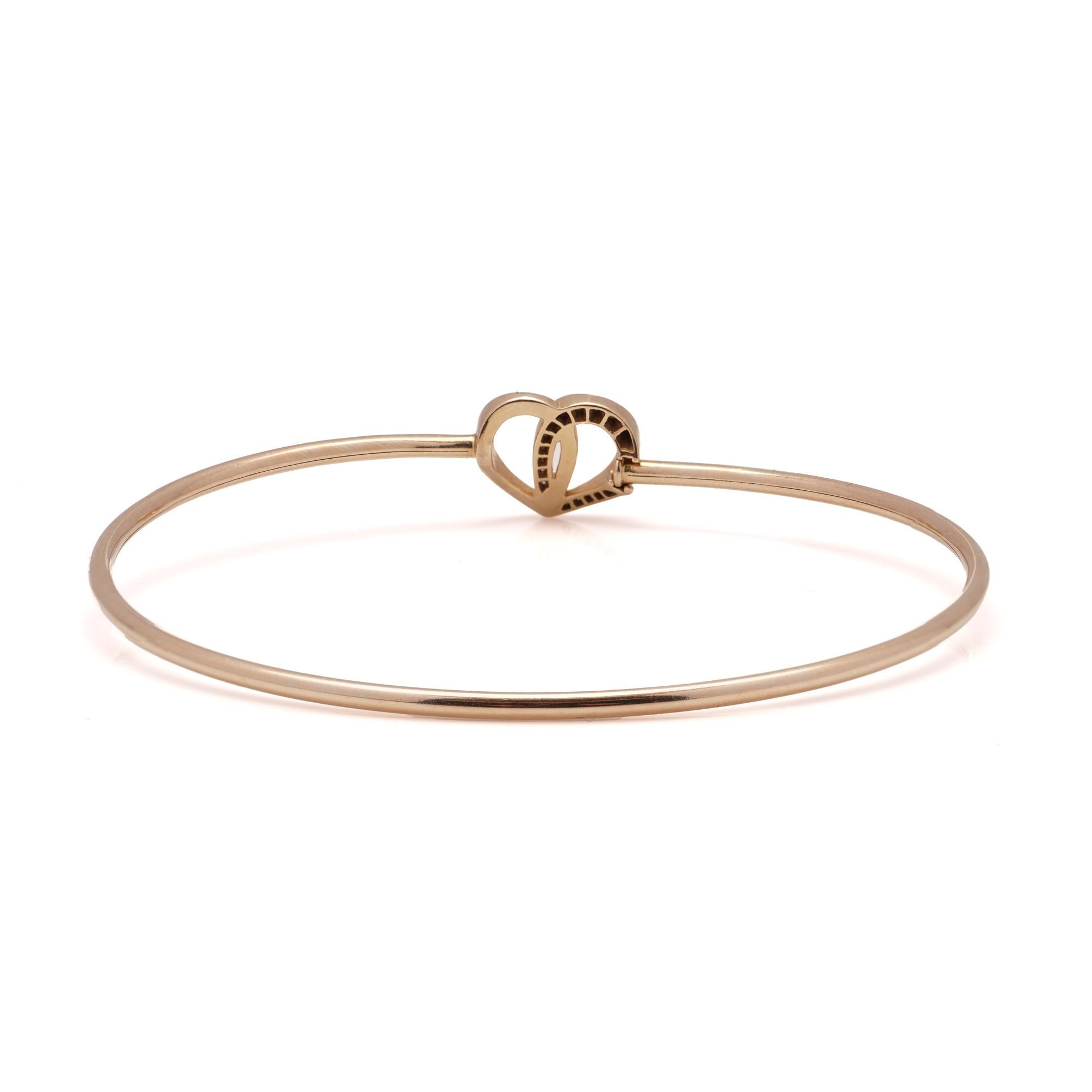 Brilliant Cut Montblanc 18kt gold Valentine's day collection heart-shaped bangle with diamonds For Sale