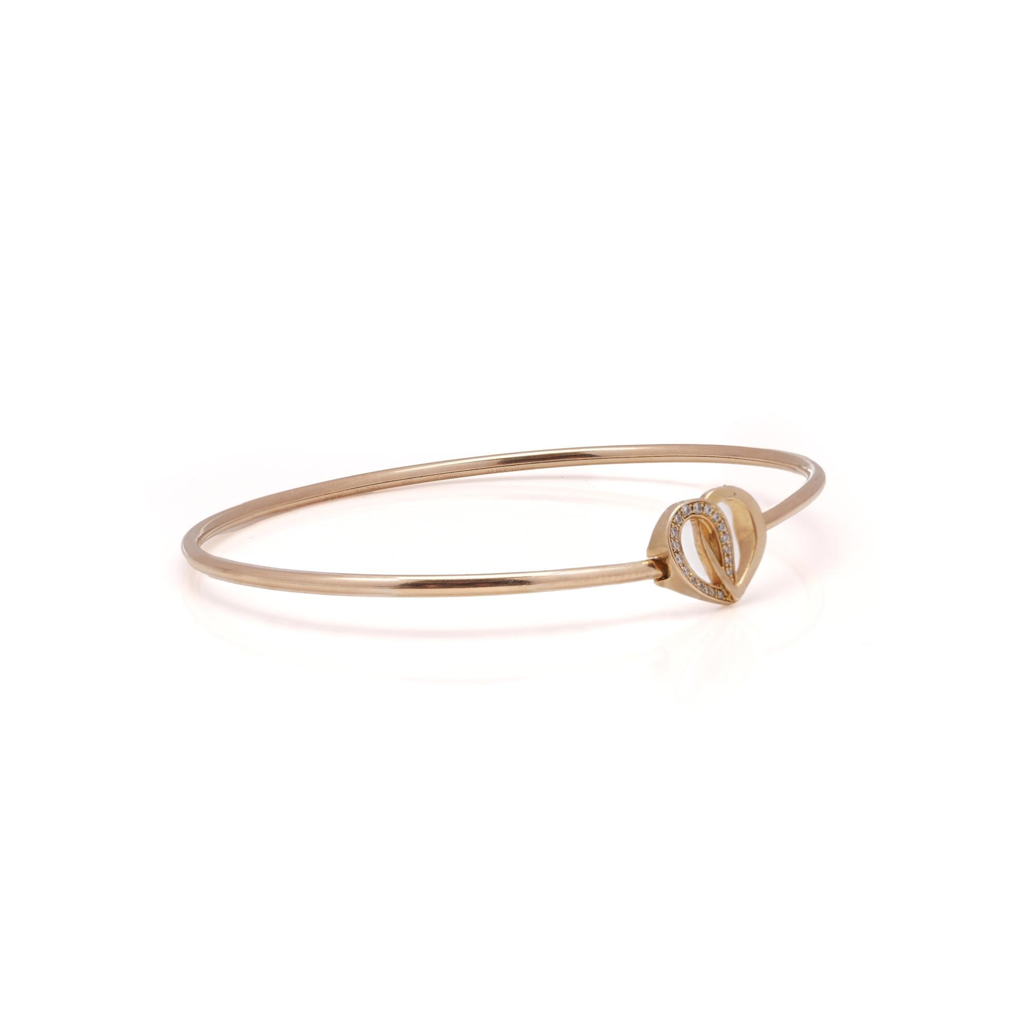 Montblanc 18kt gold Valentine's day collection heart-shaped bangle with diamonds In Good Condition For Sale In Braintree, GB