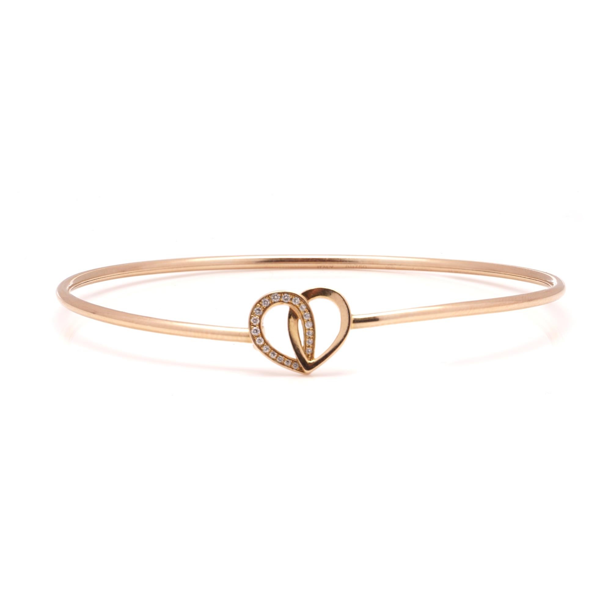 Women's or Men's Montblanc 18kt gold Valentine's day collection heart-shaped bangle with diamonds For Sale