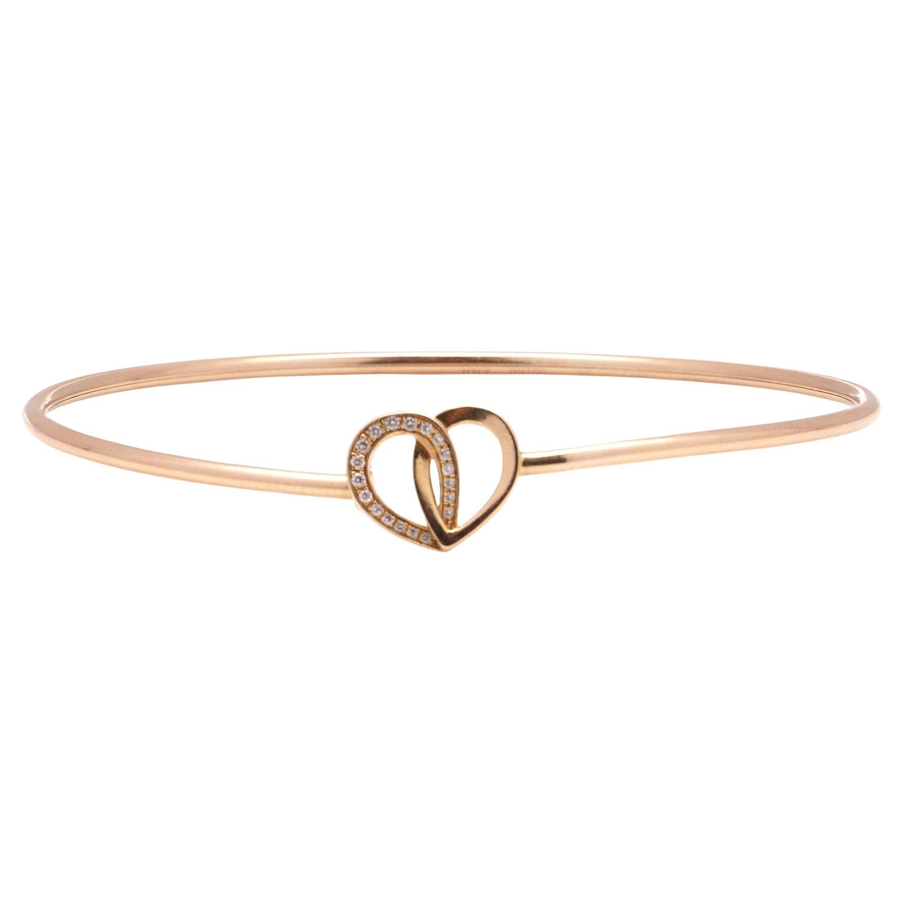 Montblanc 18kt gold Valentine's day collection heart-shaped bangle with diamonds For Sale