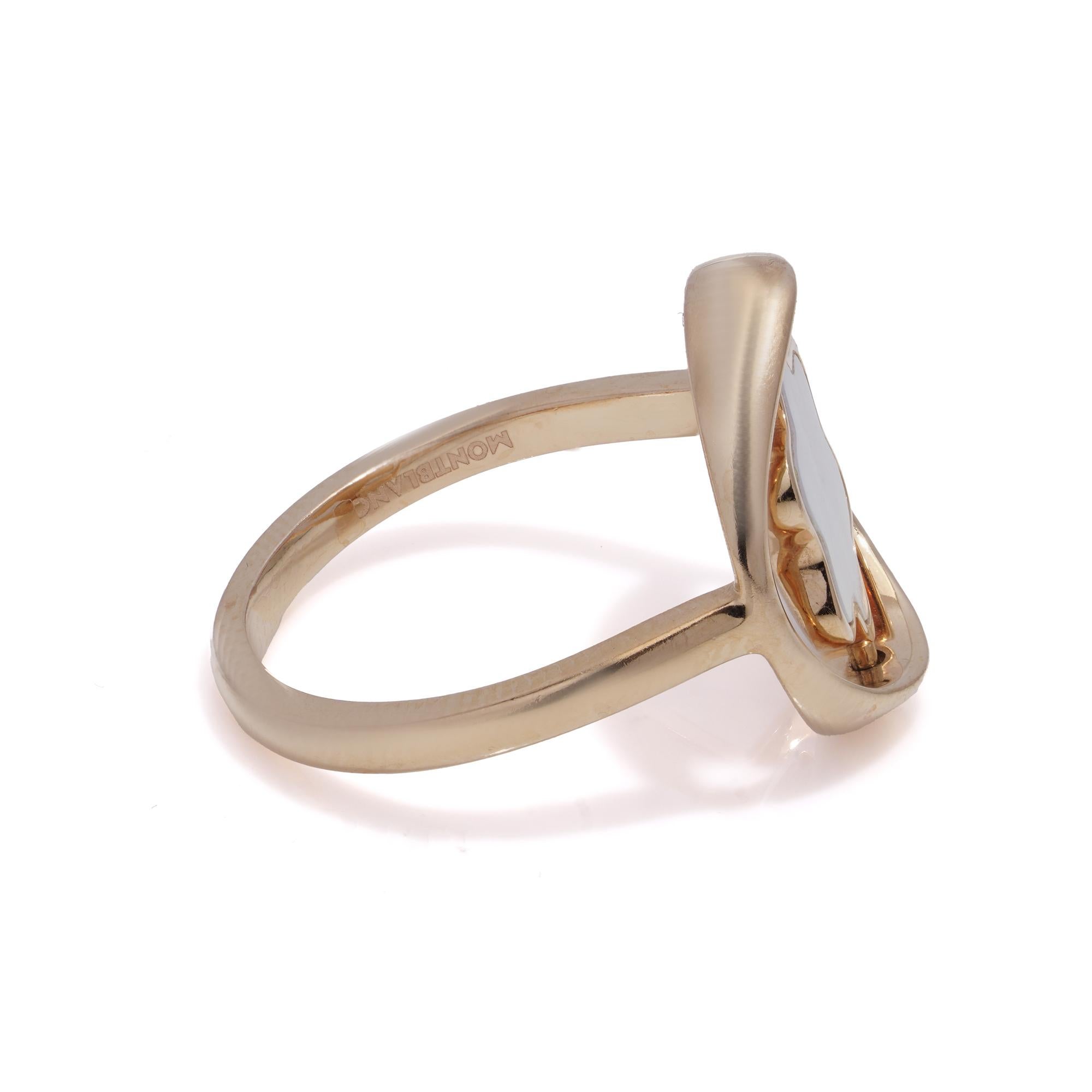 Montblanc 18kt pink gold ring with rotating mother-of-pearl star emblem. For Sale 1