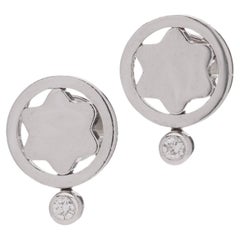 Montblanc 18kt white gold pair of Star emblem studs with diamond accent