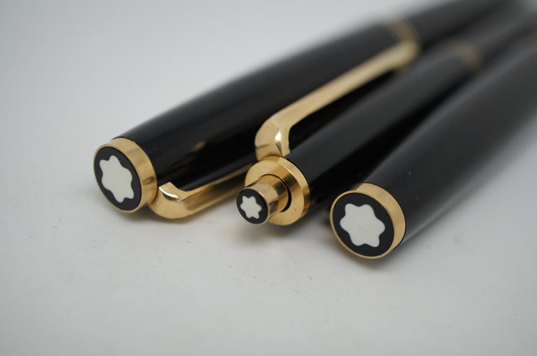 Montblanc 221 3 Piece Fountain Pen Mechanical Pencil Set 14K Gold Case