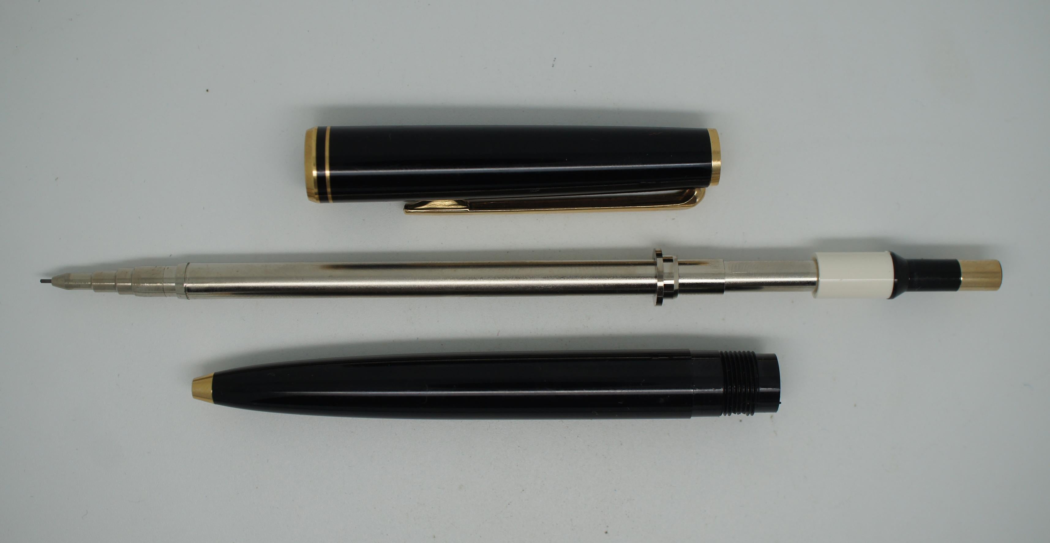 Montblanc 221 3 Piece Fountain Pen Mechanical Pencil Set 14K Gold Case 585 Vtg 2