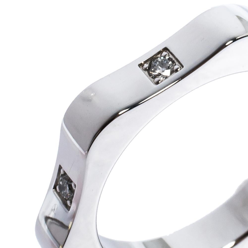 Montblanc 4810 Star Diamond 18K White Gold Band Ring 50 In Good Condition In Dubai, Al Qouz 2