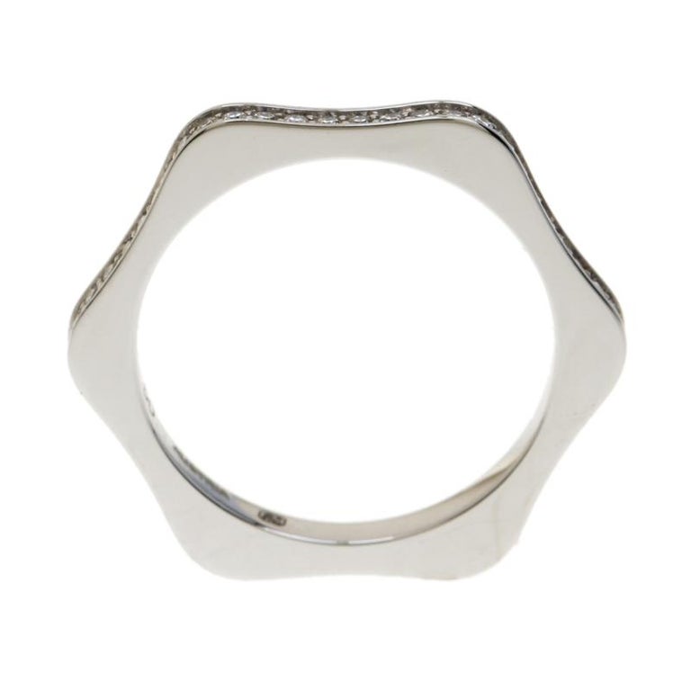 Montblanc 4810 Star Diamond 18k White Gold Band Ring Size 50 For Sale At 1stdibs