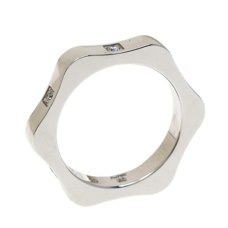 Montblanc 4810 Star Diamond 18k White Gold Band Ring Size 50 For Sale At 1stdibs